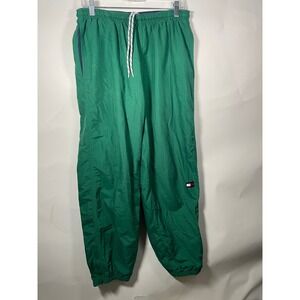 Tommy Hilfiger Mens Medium Green Nylon Wind Pants Joggers Track Pants